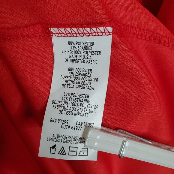 Tiana B Size 18W Dress Shift Stretch Eyelet Overlay Ruffle Bell Sleeve Midi Red - Picture 5 of 14